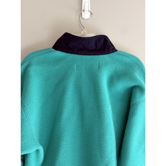 Vintage Columbia Fleece Pullover Snap Sweatshirt USA Turquoise Navy Women Medium - Picture 6 of 16